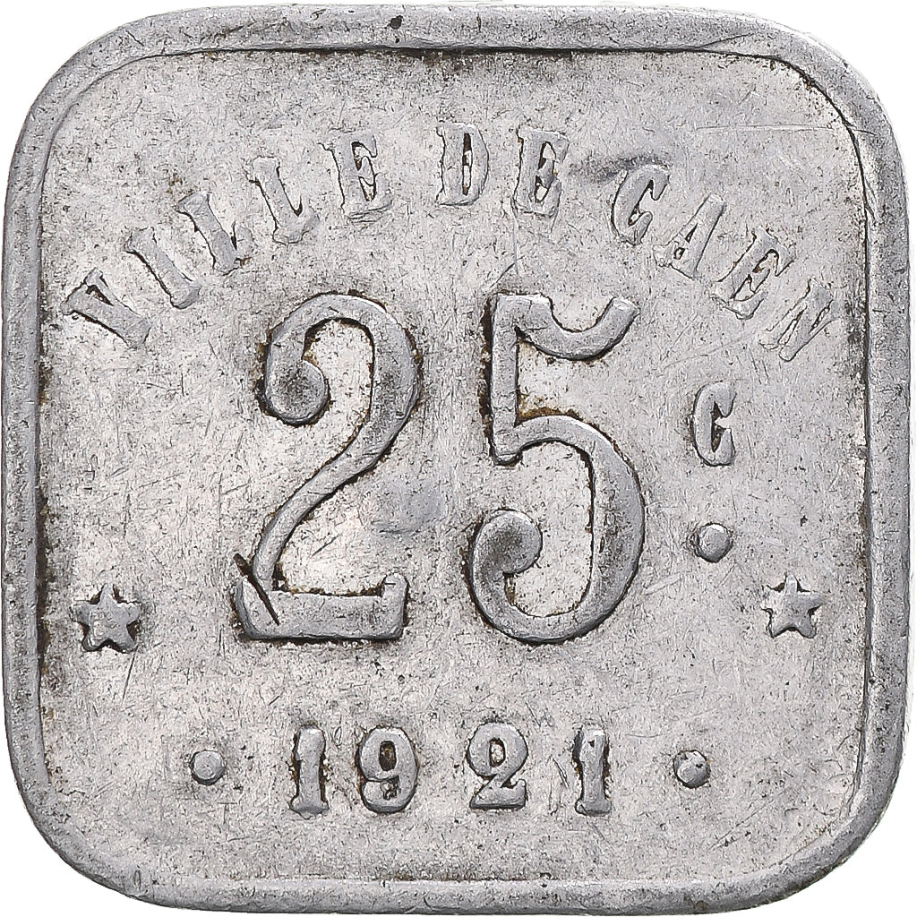 Moneta, Francja, Ville de Caen, 25 Centimes, 1921, EF(40-45), Aluminium
