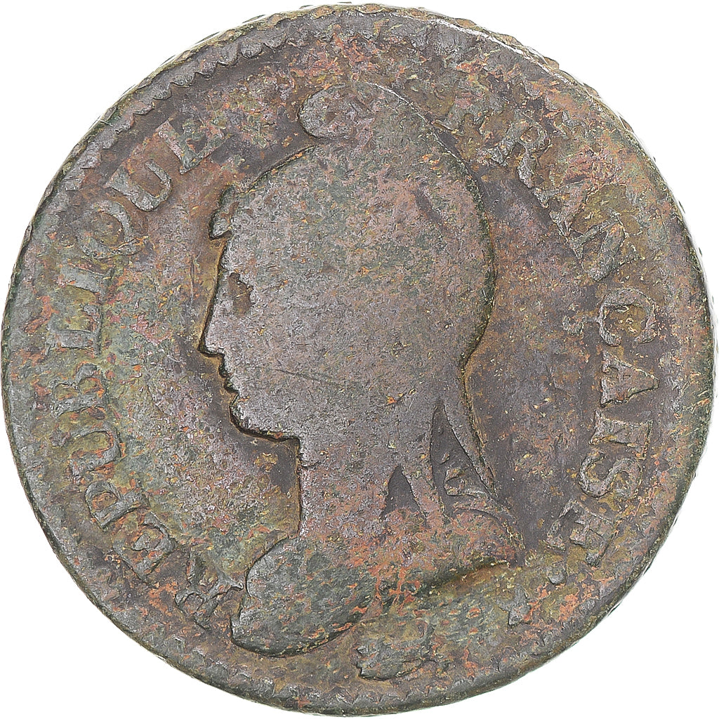 Moeda, França, Dupré, Decime, AN 8, Metz, VF(30-35), Cobre, Gadoury:187a