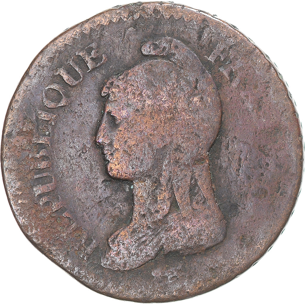 Moeda, França, Dupré, Decime, AN 8, Metz, VF(30-35), Cobre, Gadoury:187a