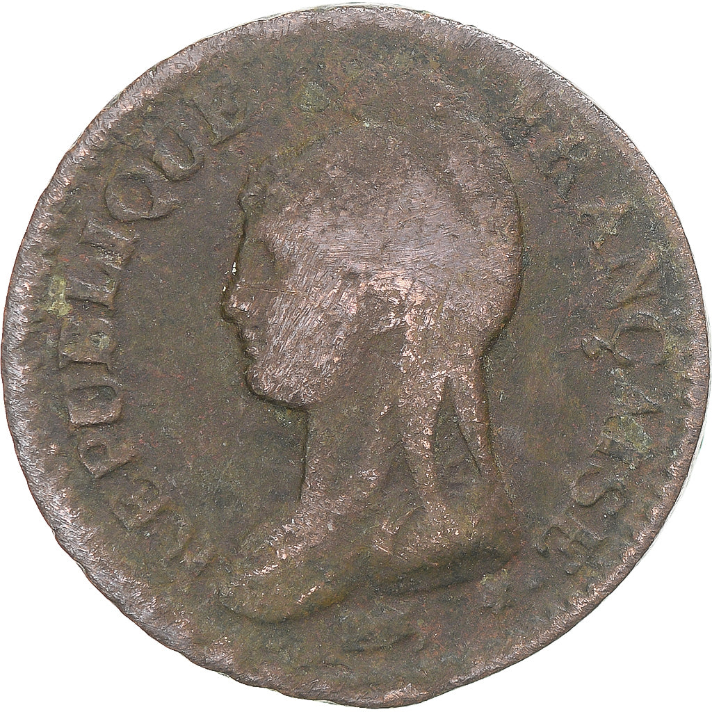 Münze, Frankreich, Dupré, Decime, AN 8, Metz, S+, Kupfer, Gadoury:187a