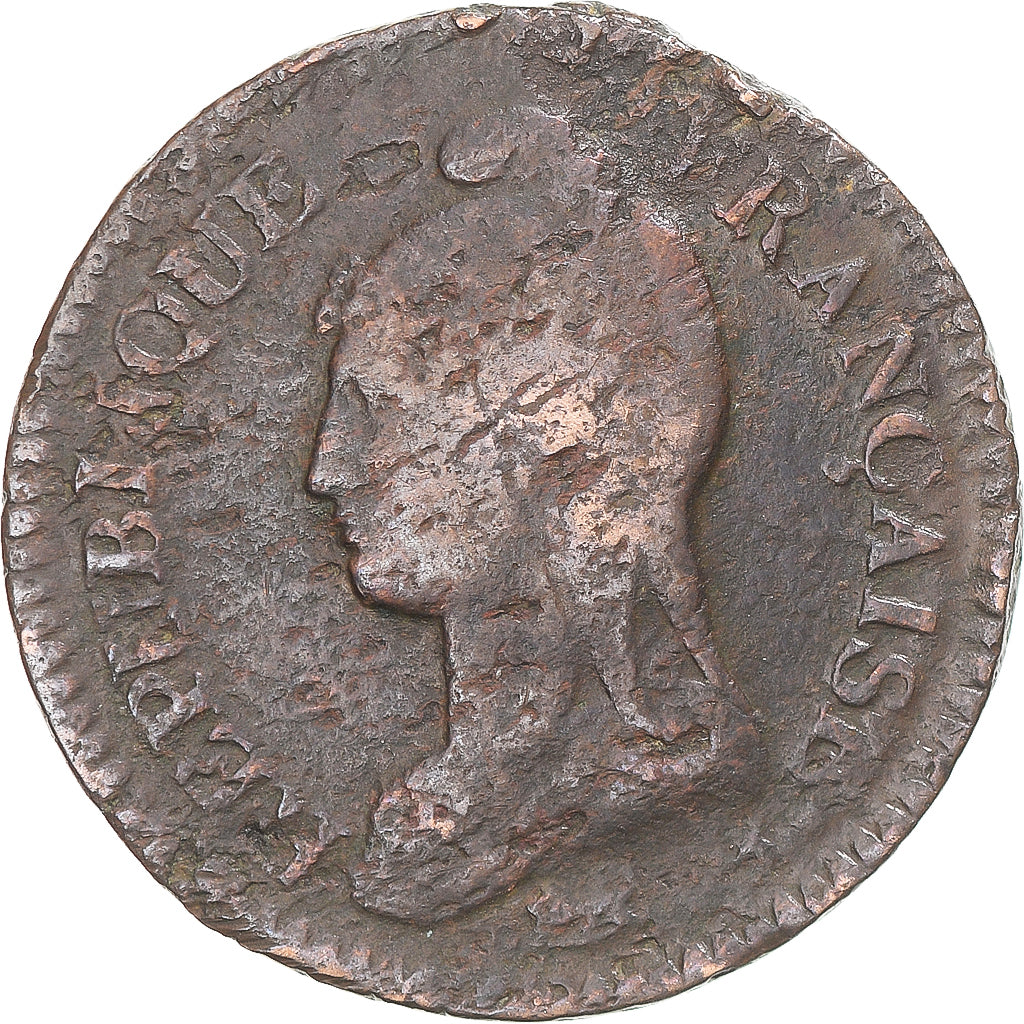 Moeda, França, Dupré, Decime, AN 8, Metz, VF(30-35), Cobre, Gadoury:187a