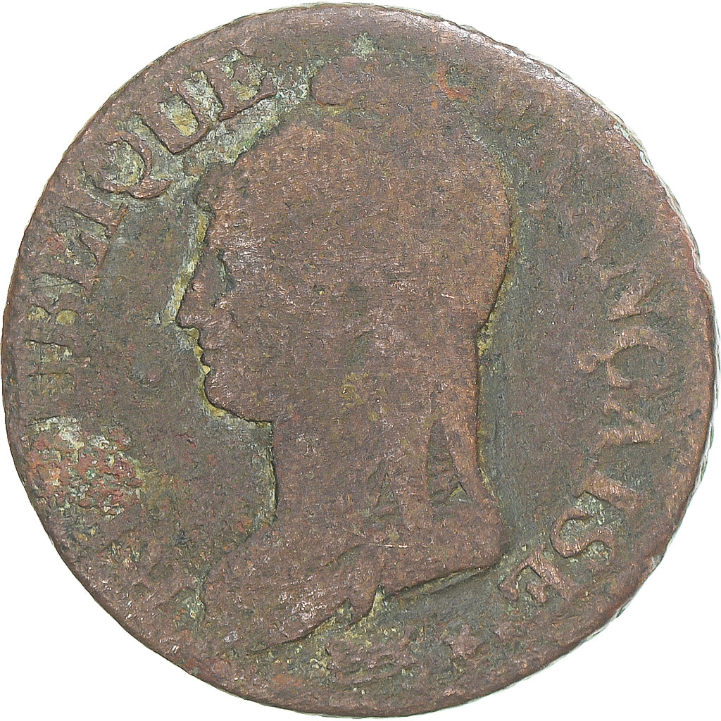 Münze, Frankreich, Dupré, 5 Centimes, AN 8, Metz, S, Kupfer, Gadoury:126a