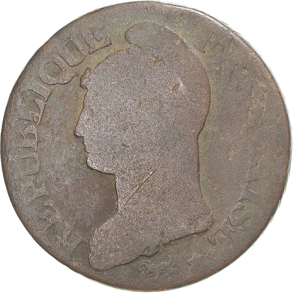 Moeda, França, Dupré, 5 Centimes, AN 8, Metz, VF(20-25), Cobre, Gadoury:126a