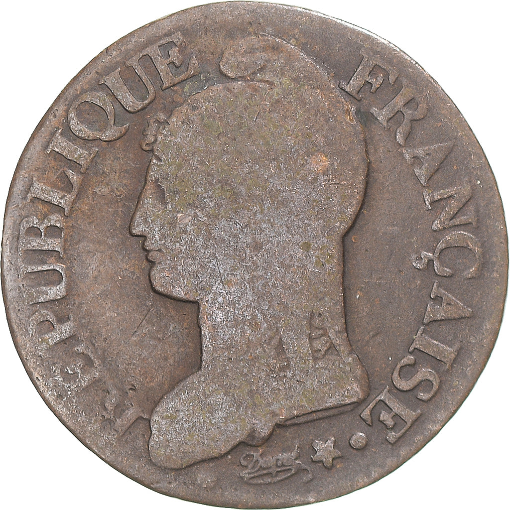 Coin, France, Dupré, 5 Centimes, AN 8, Metz, VF(20-25), Copper, Gadoury:126a