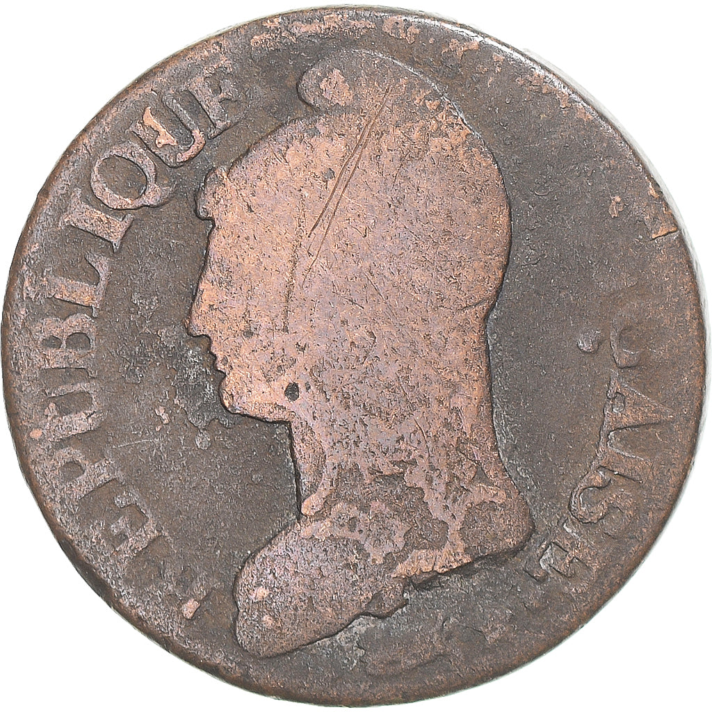 Moeda, França, Dupré, 5 Centimes, AN 8, Metz, VF(20-25), Cobre, Gadoury:126a