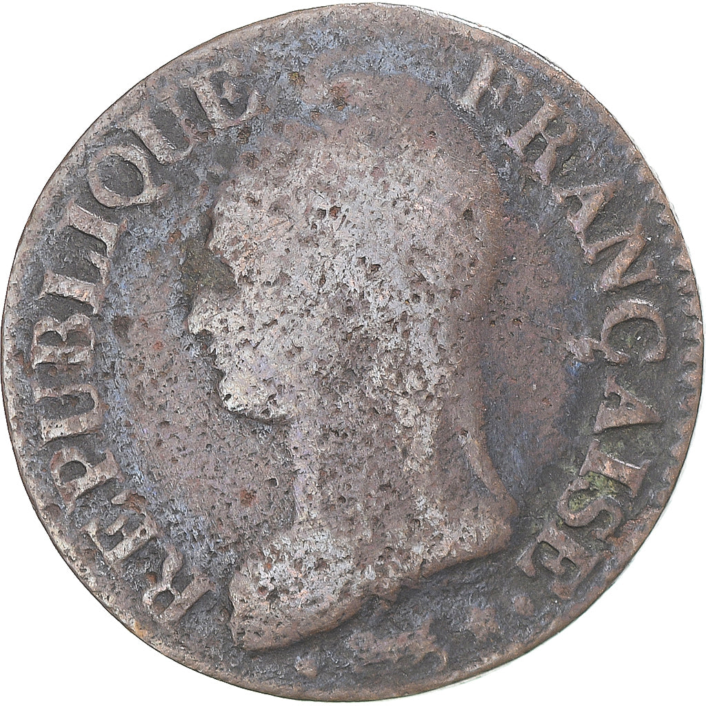 Moeda, França, Dupré, 5 Centimes, AN 8, Metz, VF(20-25), Cobre, Gadoury:126a