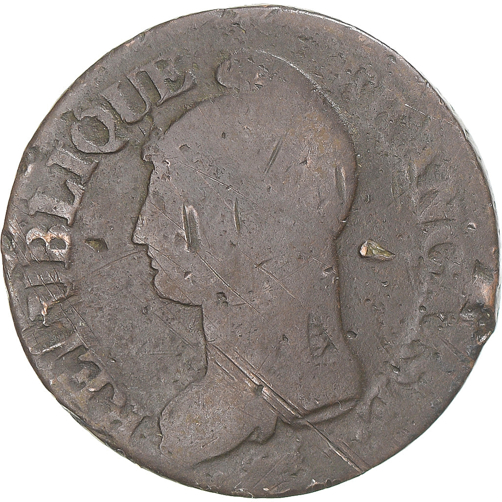Moeda, França, Dupré, 5 Centimes, AN 8, Metz, VF(20-25), Cobre, Gadoury:126a