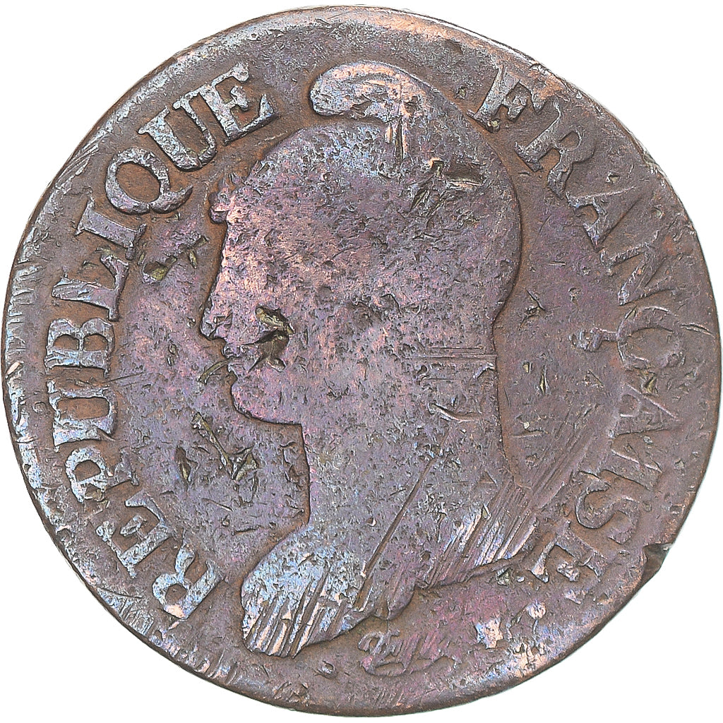 Monnaie, France, Dupré, 5 Centimes, AN 8, Metz, TB, Cuivre, Gadoury:126a