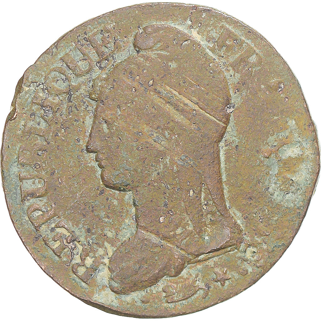 Moeda, França, Dupré, 5 Centimes, AN 8, Metz, VF(20-25), Cobre, Gadoury:126a