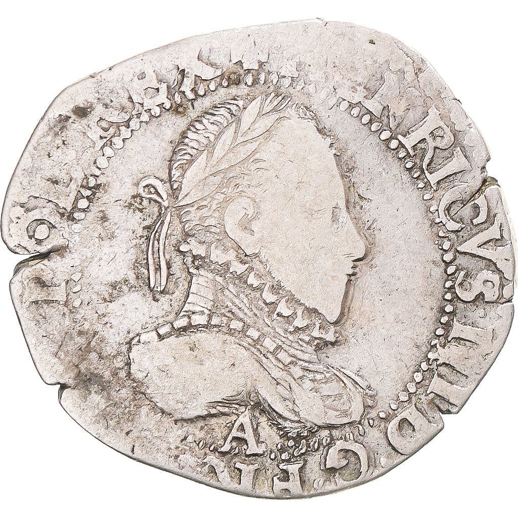 Münze, Frankreich, Henri III, 1/2 franc au col gaufré, 1575, Paris, S+