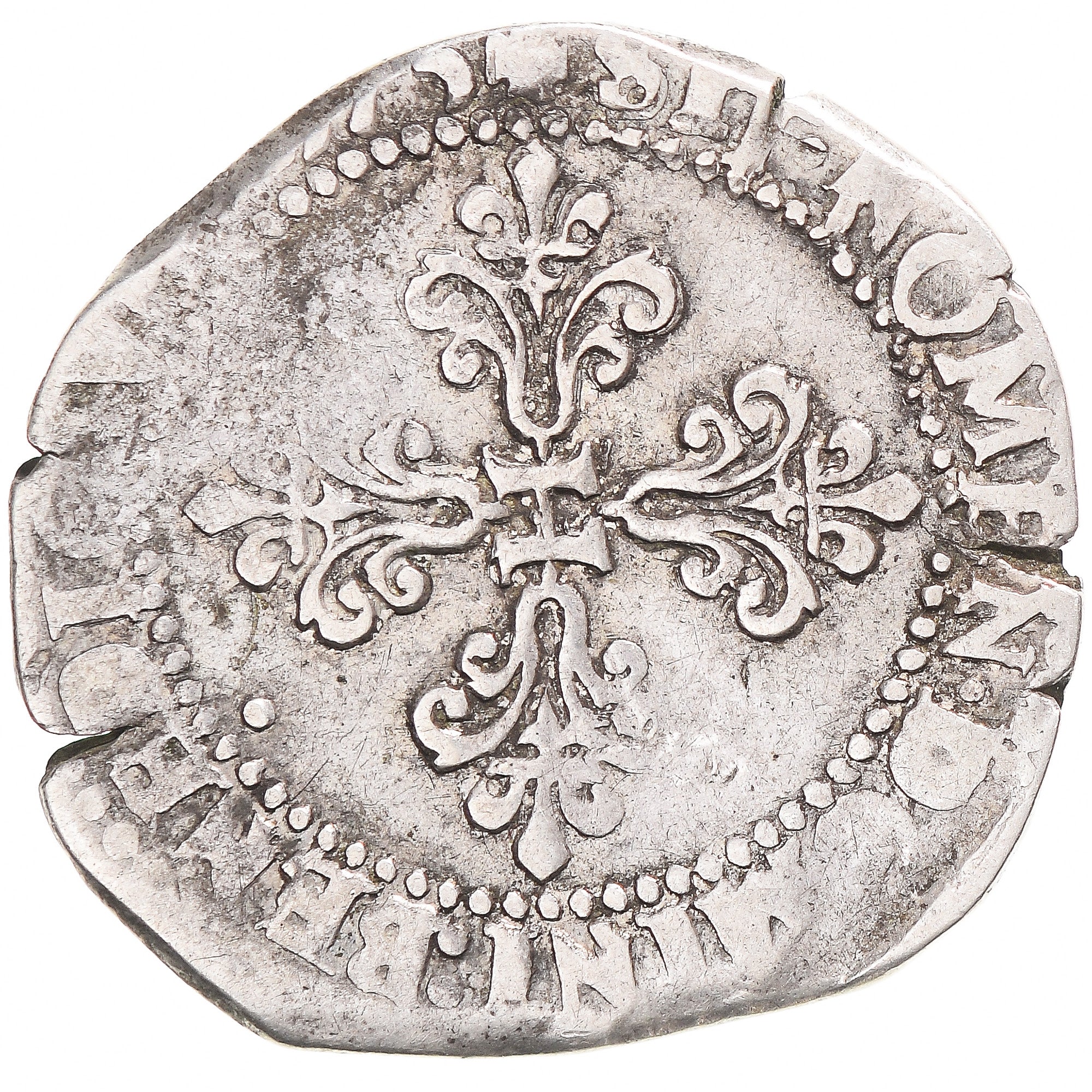 Münze, Frankreich, Henri III, 1/2 franc au col gaufré, 1575, Paris, S+