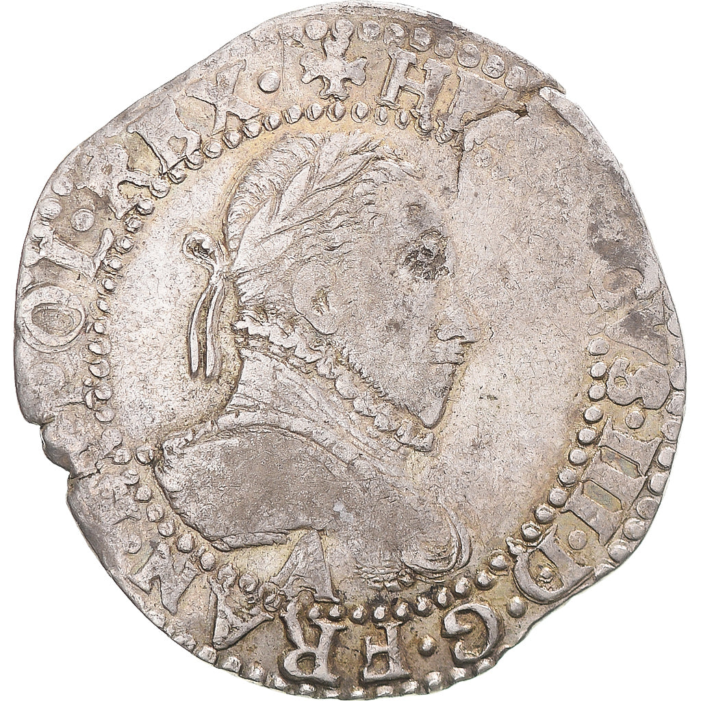 Moneta, Francia, Henri III, 1/2 franc au col gaufré, 1586, Paris, MB+, Argento