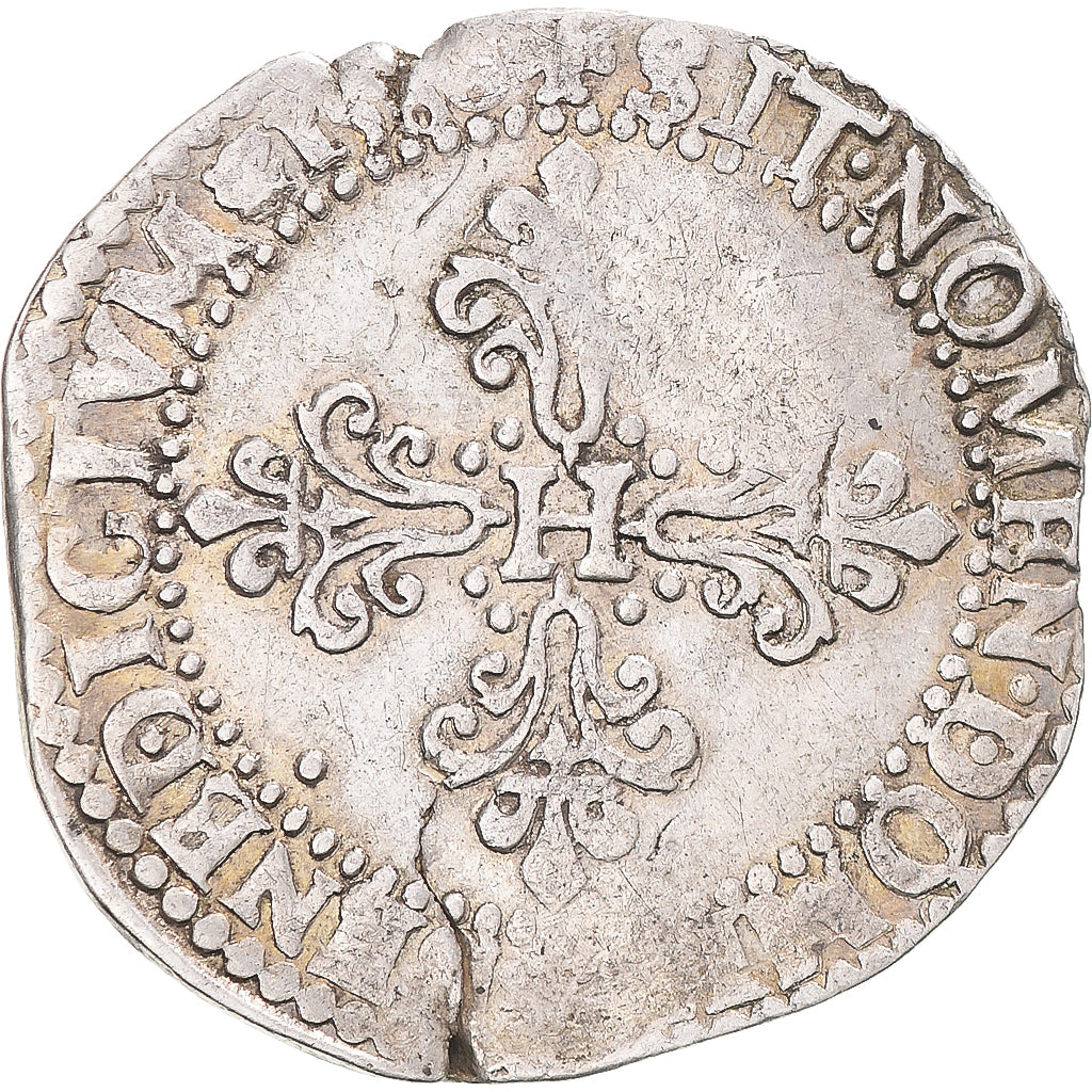 Moneta, Francia, Henri III, 1/2 franc au col gaufré, 1586, Paris, MB+, Argento