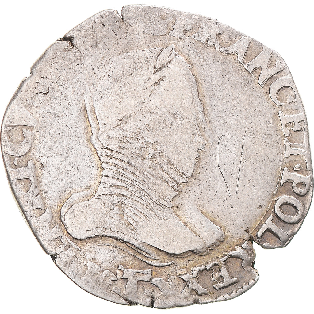 Moneta, Francia, Henri III, Teston, 4e type au col plat, 1575, Nantes, MB+