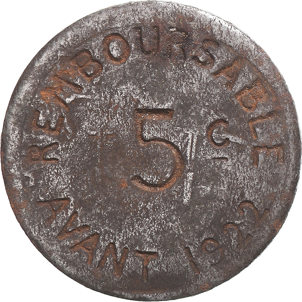 Munten, Frankrijk, 5 Centimes, 1917, Bayonne, Chambre de Commerce, FR, Staal