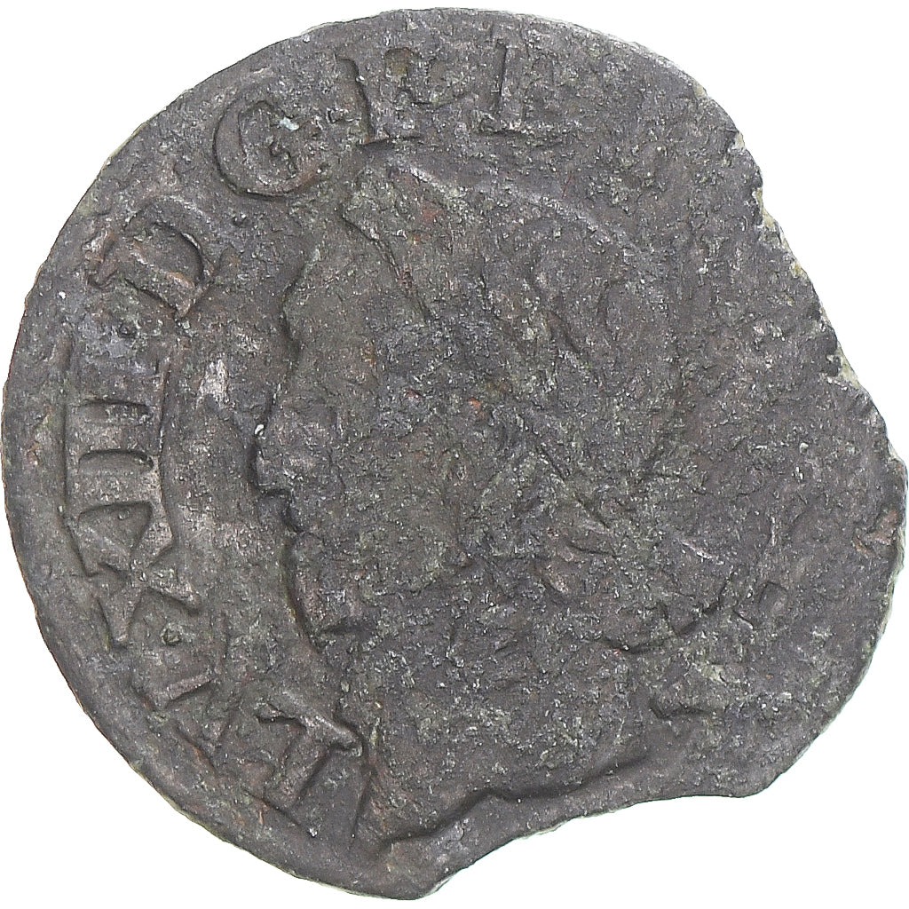 Munten, Frankrijk, Louis XIII, Double Tournois, 1643, FR, Koper, Gadoury:12