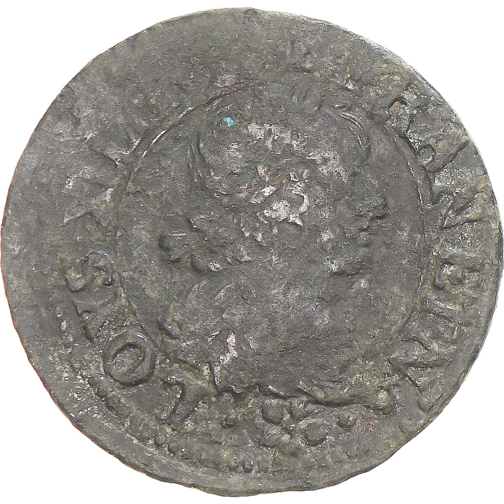 Moeda, França, Louis XIII, Double Tournois, 1638, Troyes, VF(20-25), Cobre