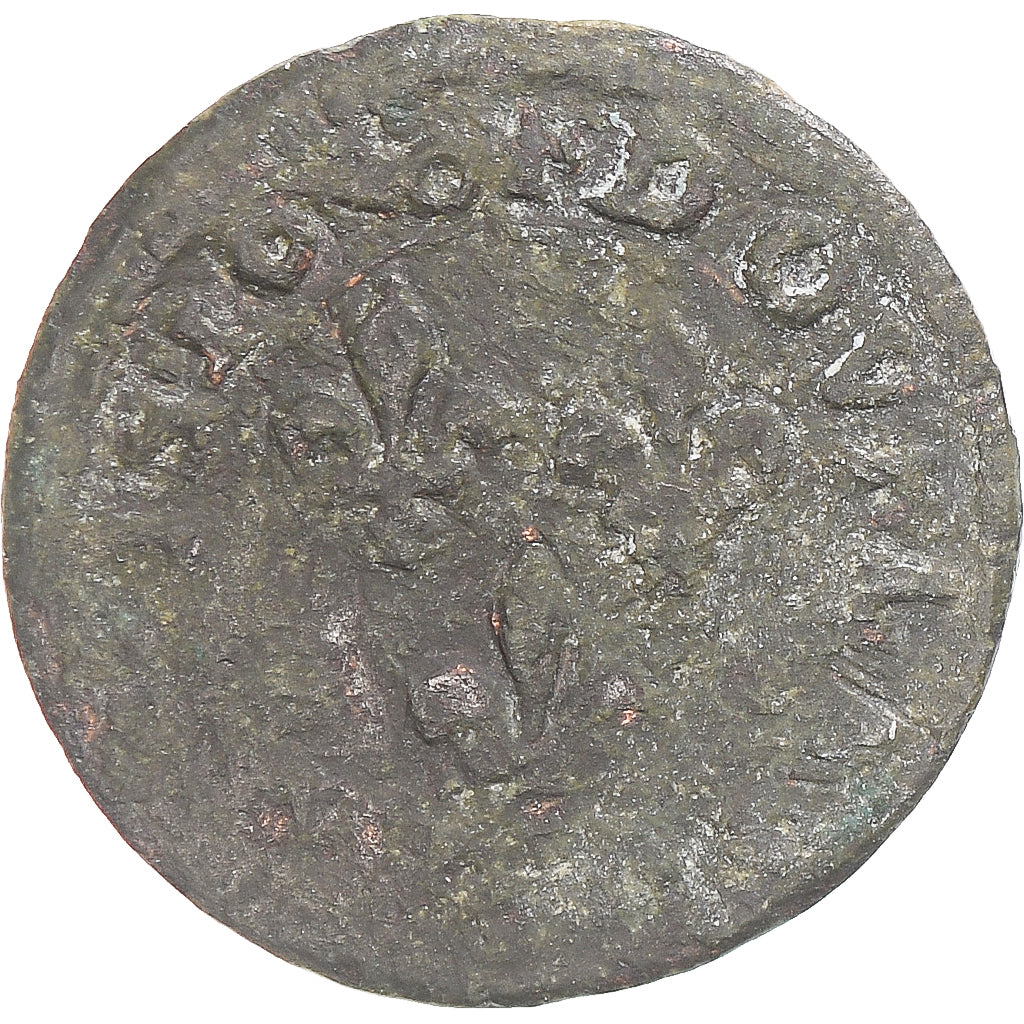 Moeda, França, Louis XIII, Double Tournois, 1638, Troyes, VF(20-25), Cobre