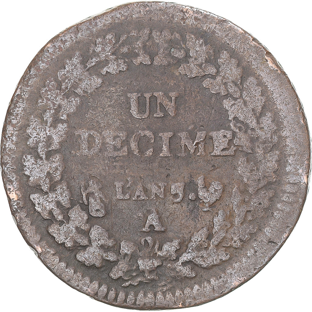 Moneta, Francja, Dupré, Decime, AN 7/5, Paris, VF(30-35), Miedź, Gadoury:187