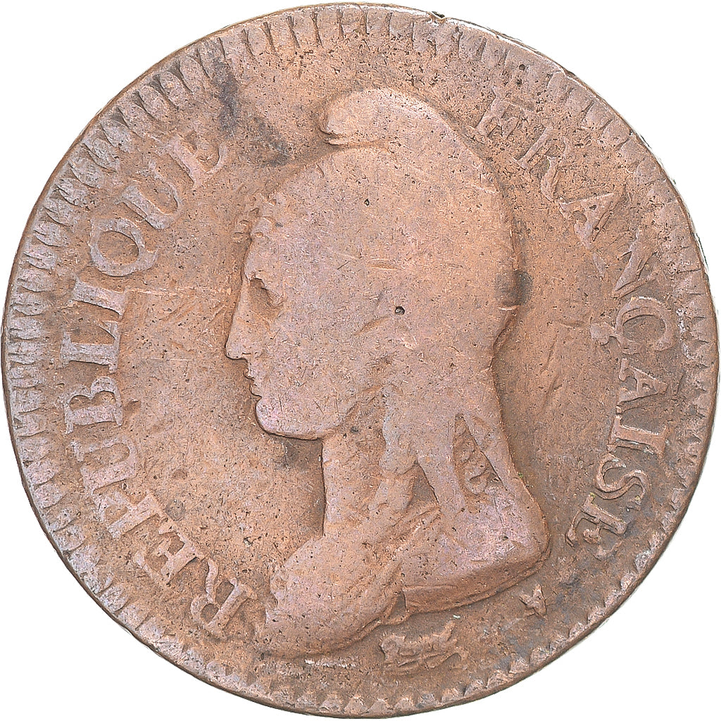 Moeda, França, Dupré, Decime, AN 5, Paris, VF(30-35), Cobre, Gadoury:187