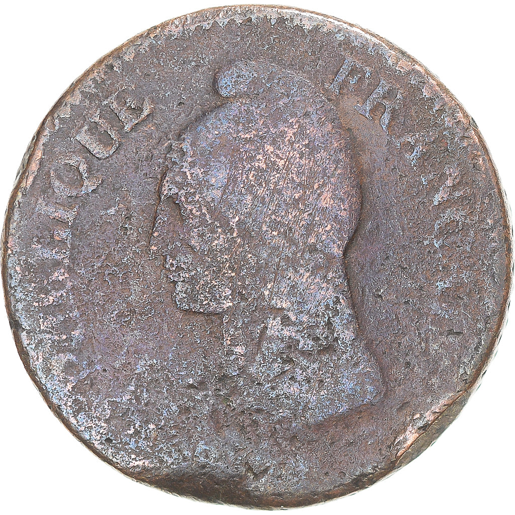 Moeda, França, Dupré, Decime, AN 7, Paris, VF(20-25), Cobre, Gadoury:187
