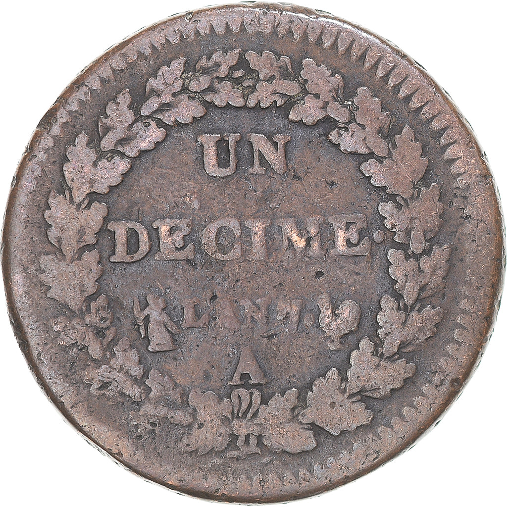 Munten, Frankrijk, Dupré, Decime, AN 7, Paris, FR, Koper, Gadoury:187