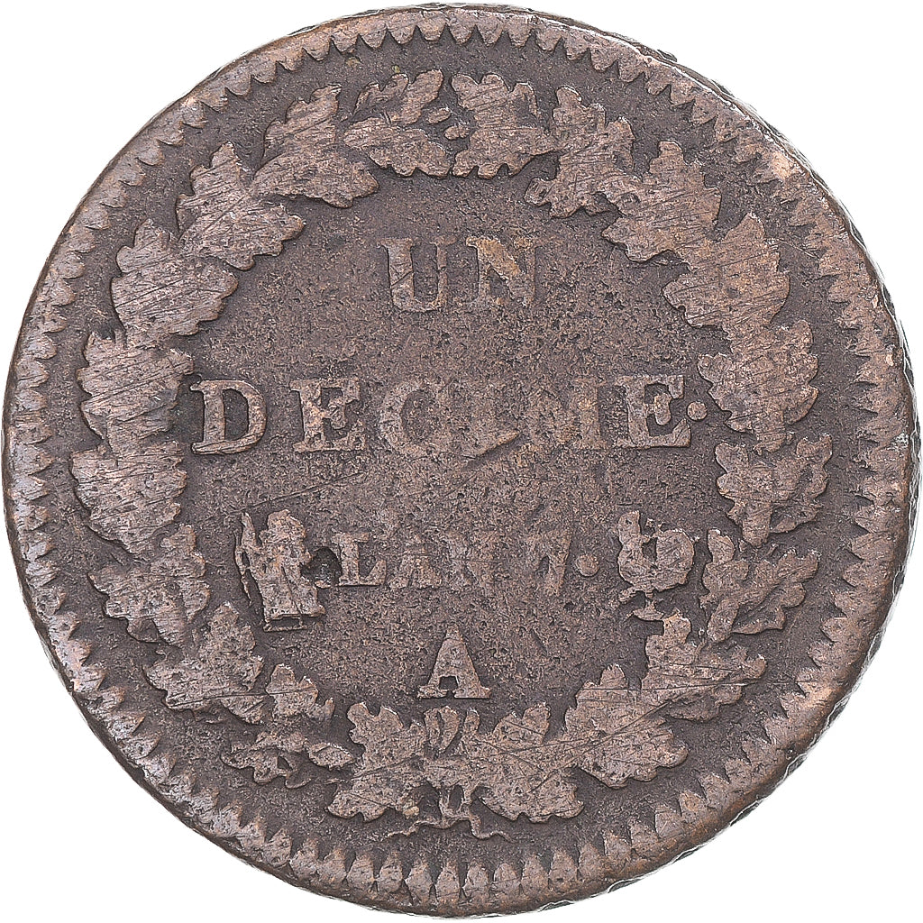 Moeda, França, Dupré, Decime, AN 7, Paris, VF(20-25), Cobre, Gadoury:187