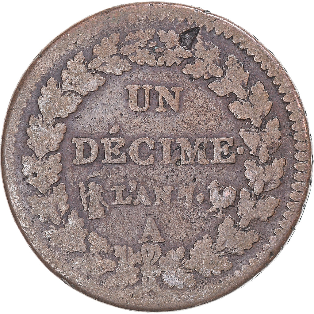Munten, Frankrijk, Dupré, Decime, AN 7/5, Paris, FR, Koper, Gadoury:187