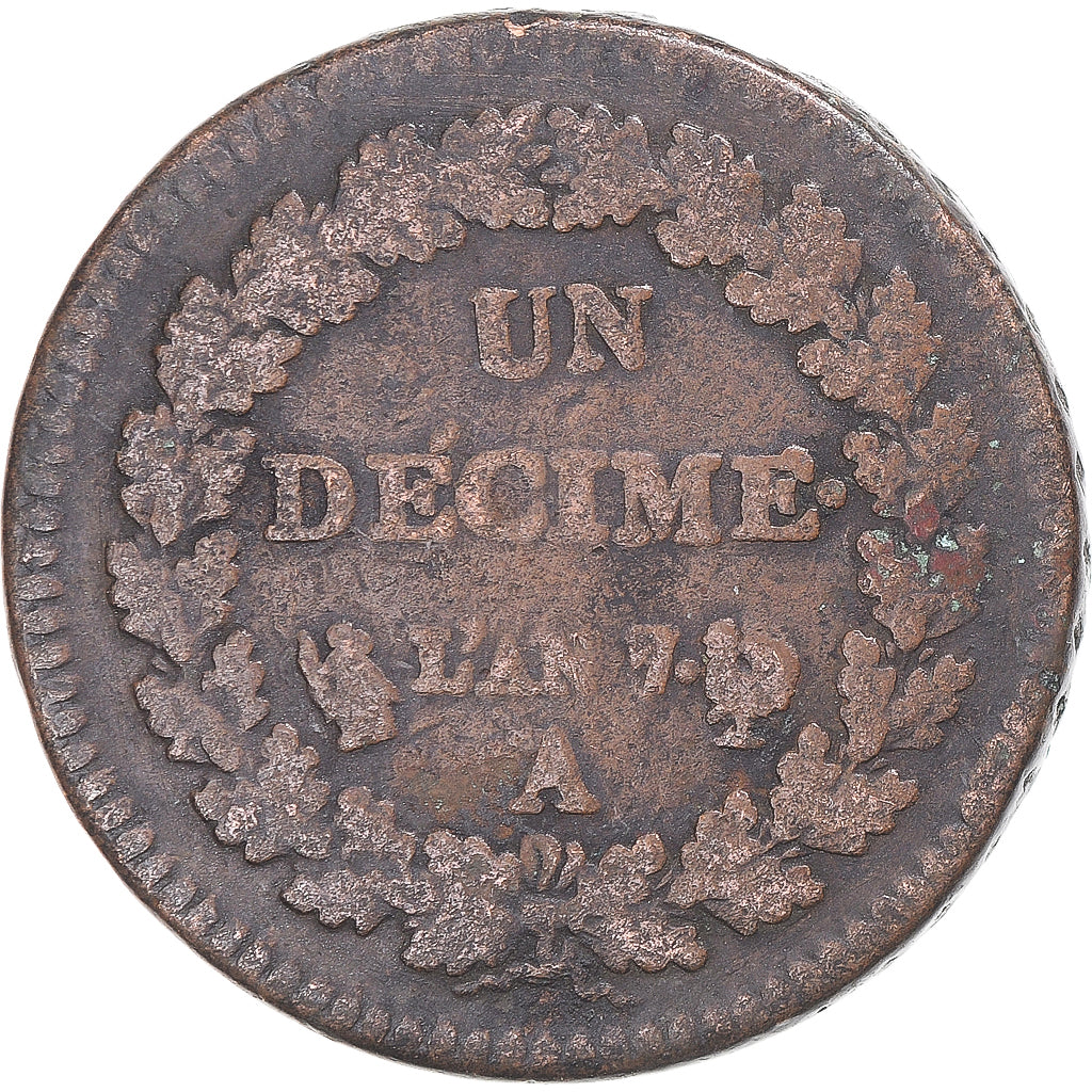 Munten, Frankrijk, Dupré, Decime, AN 7/5, Paris, FR, Koper, Gadoury:187