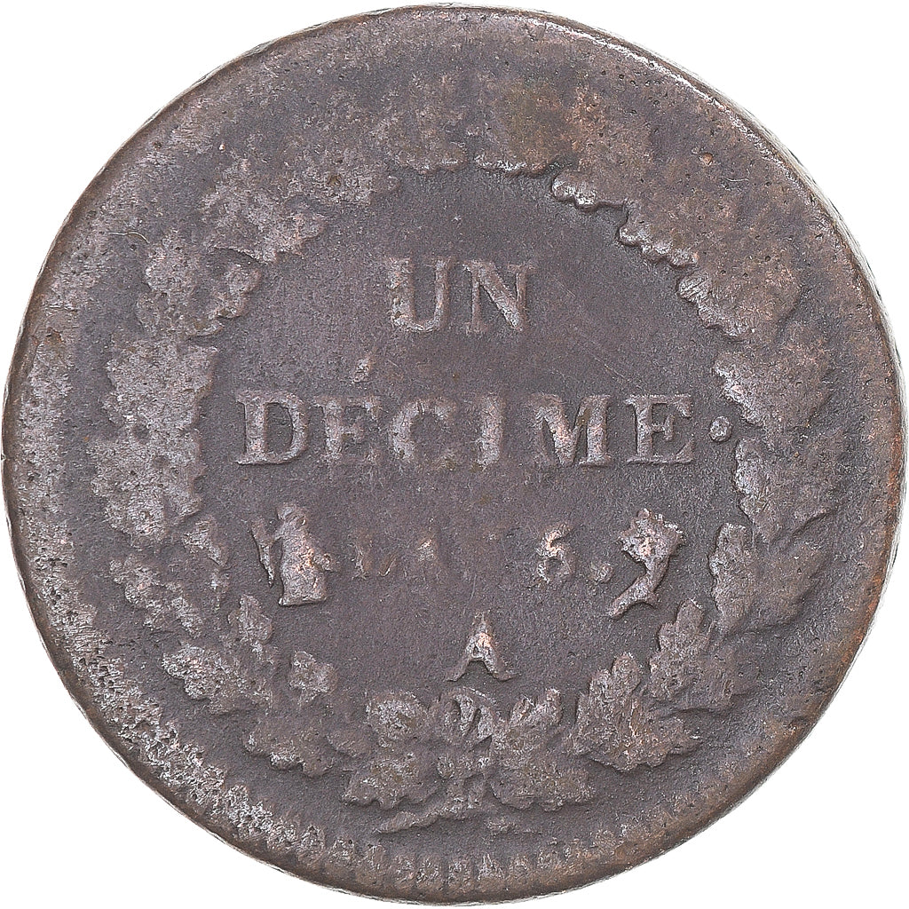 Münze, Frankreich, Dupré, Decime, AN 5, Paris, S+, Kupfer, Gadoury:187