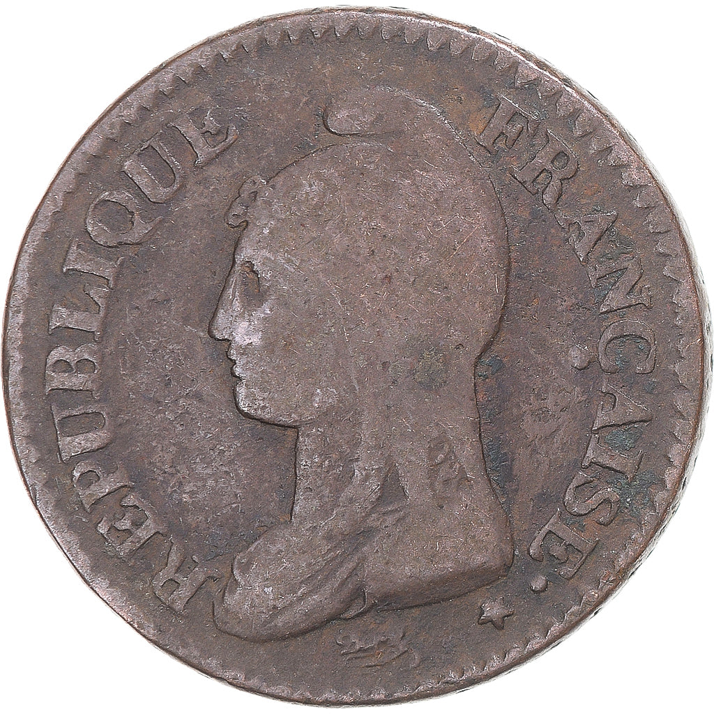 Moneta, Francja, Dupré, Decime, AN 7, Paris, VF(20-25), Miedź, Gadoury:187