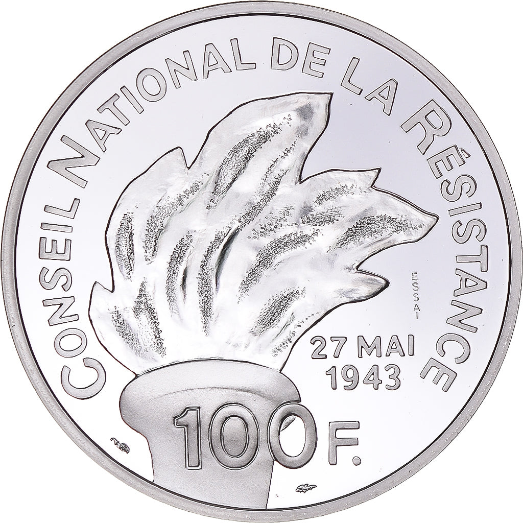 Monnaie, France, Jean Moulin, 100 Francs, 1993, Monnaie de Paris, ESSAI, FDC