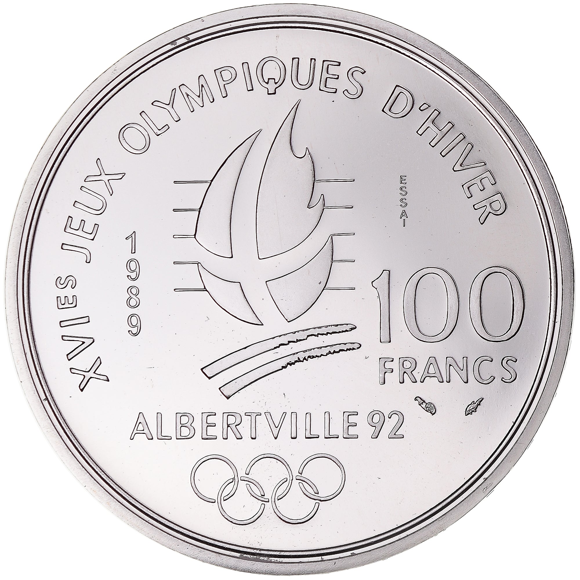 Moneta, Francja, Albertville - Ski Alpin, 100 Francs, 1989, Monnaie de Paris