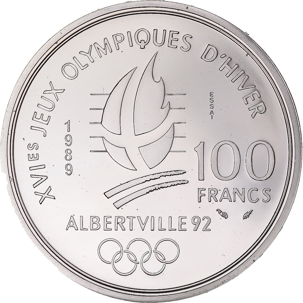 Coin, France, Albertville - Patinage artistique, 100 Francs, 1989, MDP, ESSAI