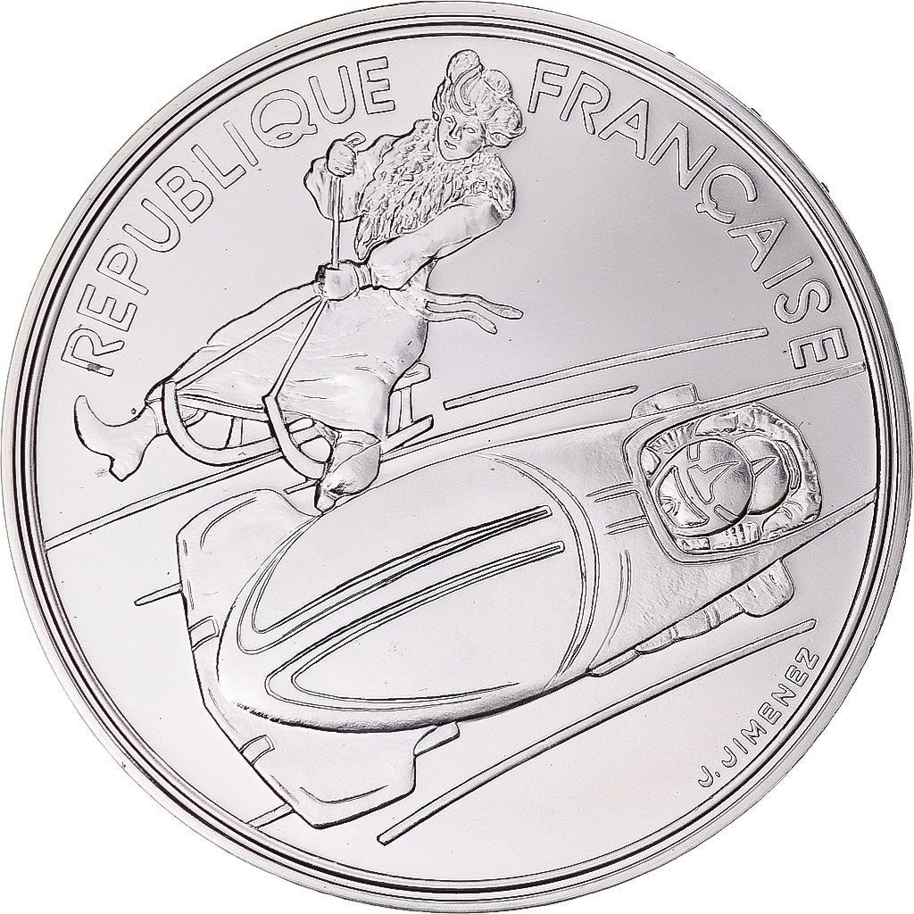Moneta, Francia, Albertville - Bobsleigh, 100 Francs, 1990, Monnaie de Paris