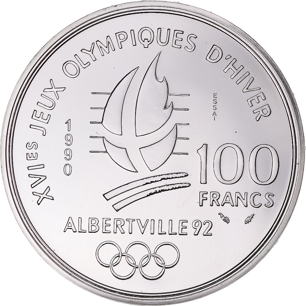 Moneta, Francia, Albertville - Bobsleigh, 100 Francs, 1990, Monnaie de Paris