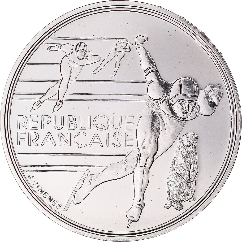 Coin, France, Albertville - Patinage de vitesse, 100 Francs, 1990, MDP, ESSAI