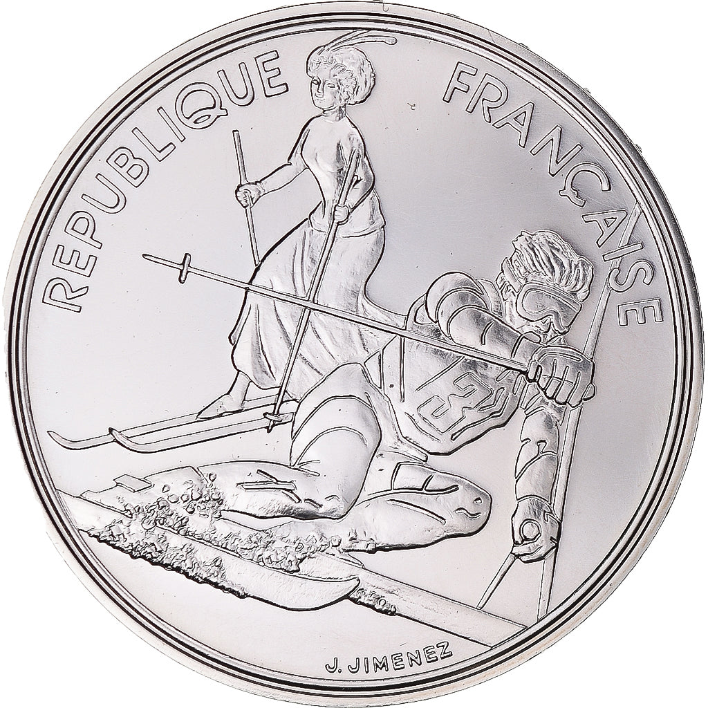 Coin, France, Albertville - Slalom, 100 Francs, 1990, Monnaie de Paris, ESSAI