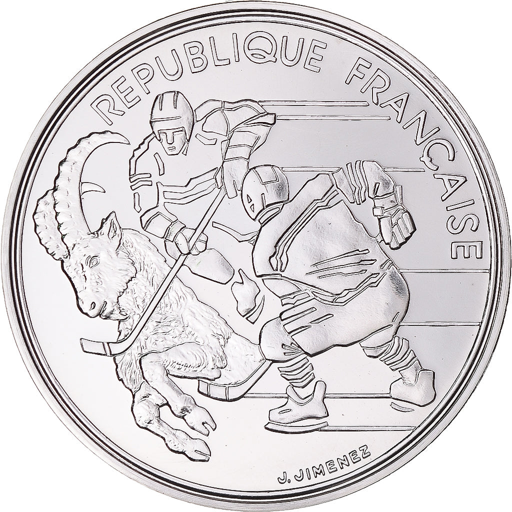 Moneta, Francia, Albertville - Hockey sur glace, 100 Francs, 1991, Monnaie de