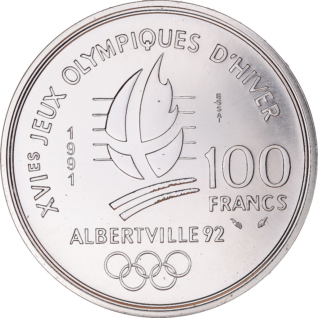 Coin, France, Albertville - Ski de fond, 100 Francs, 1991, MDP, ESSAI