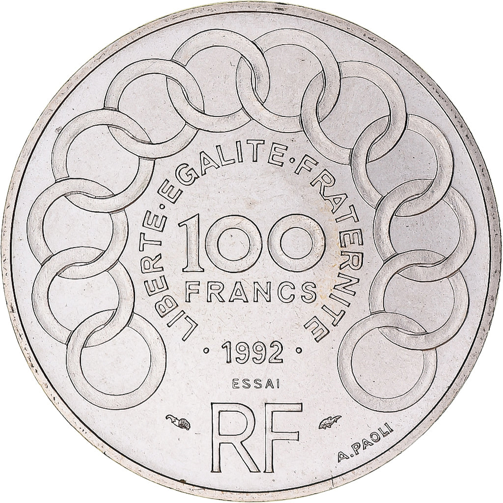 Coin, France, Jean Monet, 100 Francs, 1992, Monnaie de Paris, ESSAI, MS(65-70)