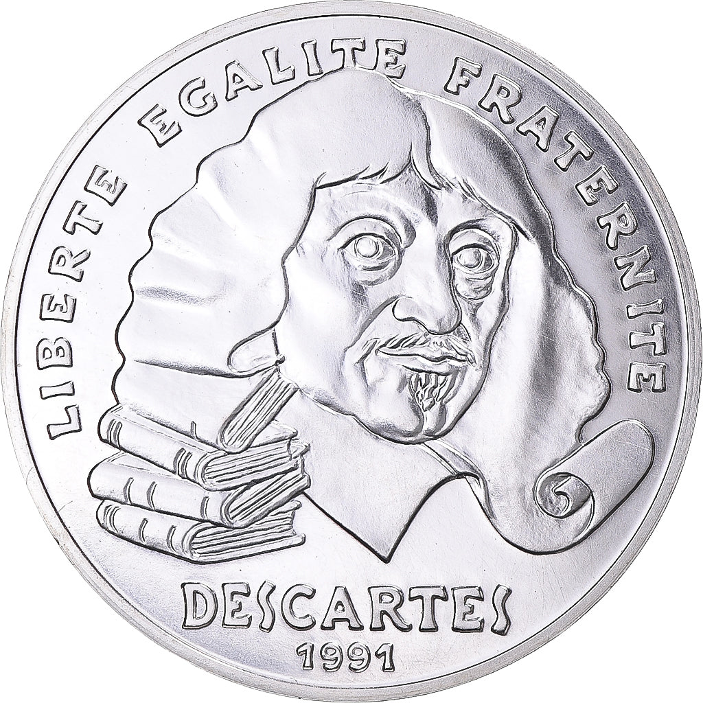 Moneta, Francja, Descartes, 100 Francs, 1991, Monnaie de Paris, PRÓBA