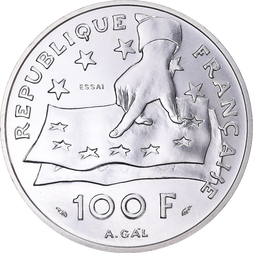 Moneta, Francja, Descartes, 100 Francs, 1991, Monnaie de Paris, PRÓBA