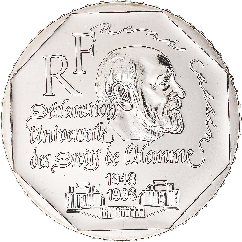 Munten, Frankrijk, René Cassin, 2 Francs, 1998, Monnaie de Paris, ESSAI, FDC