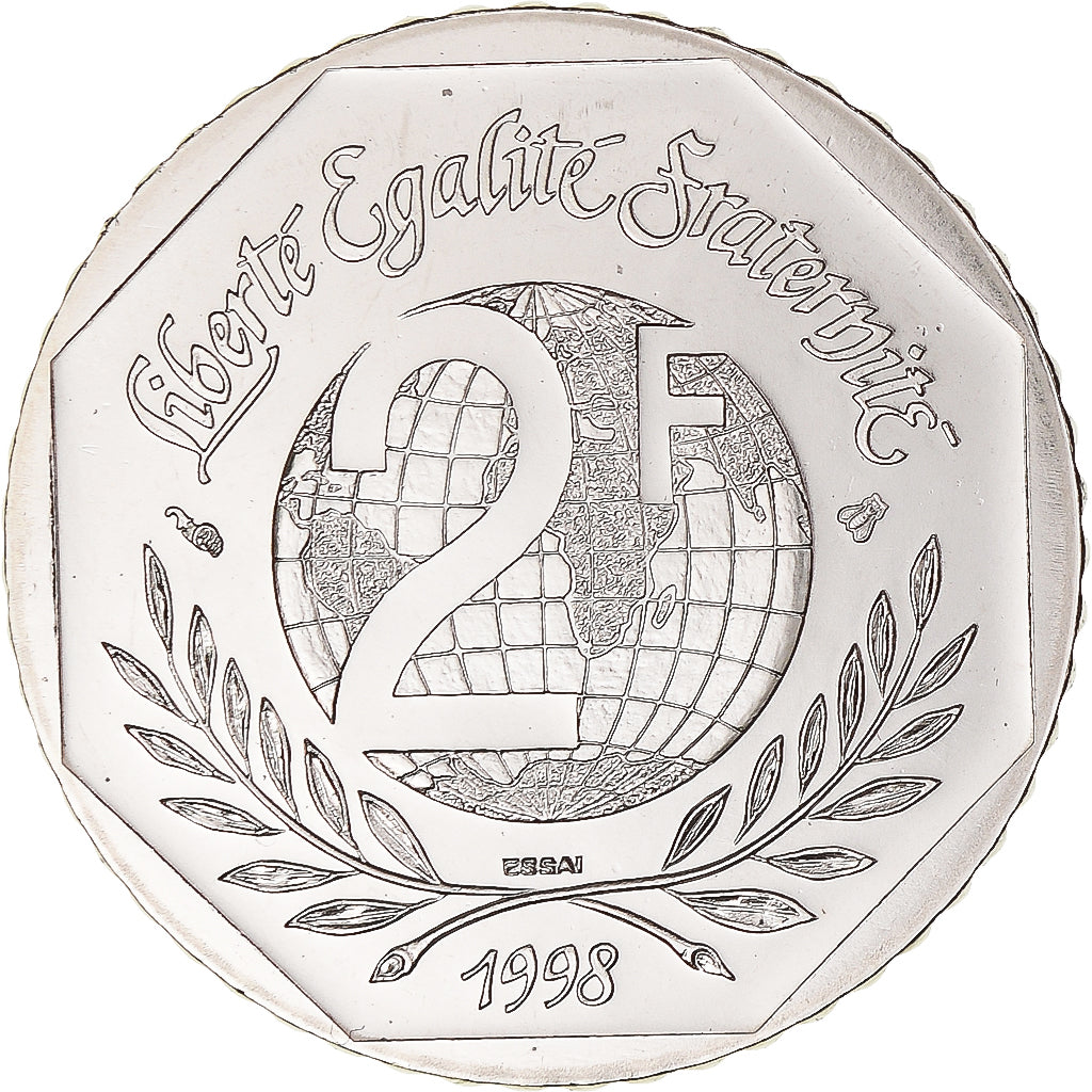 Munten, Frankrijk, René Cassin, 2 Francs, 1998, Monnaie de Paris, ESSAI, FDC