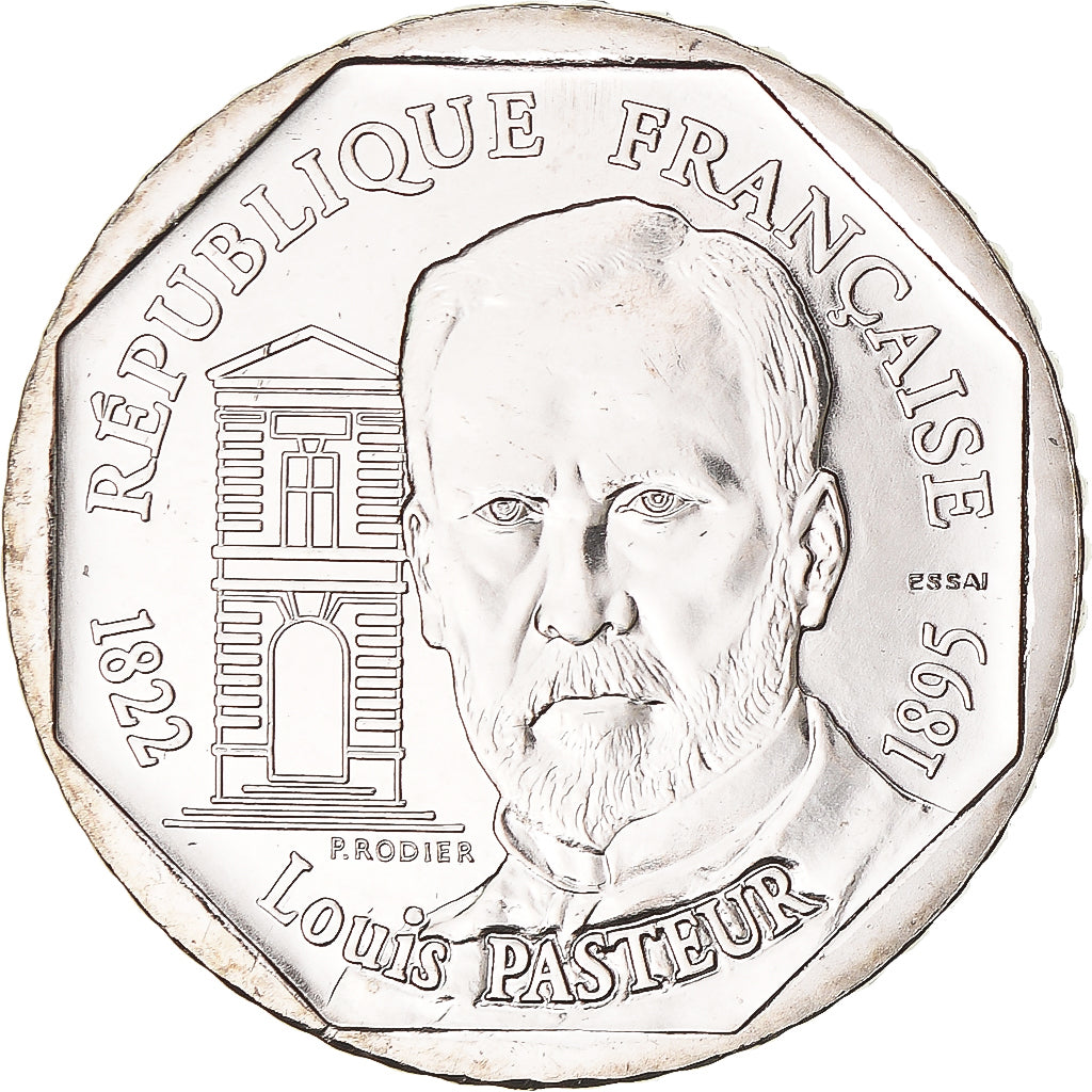 Moeda, França, Louis Pasteur, 2 Francs, 1995, Monnaie de Paris, ENSAIO