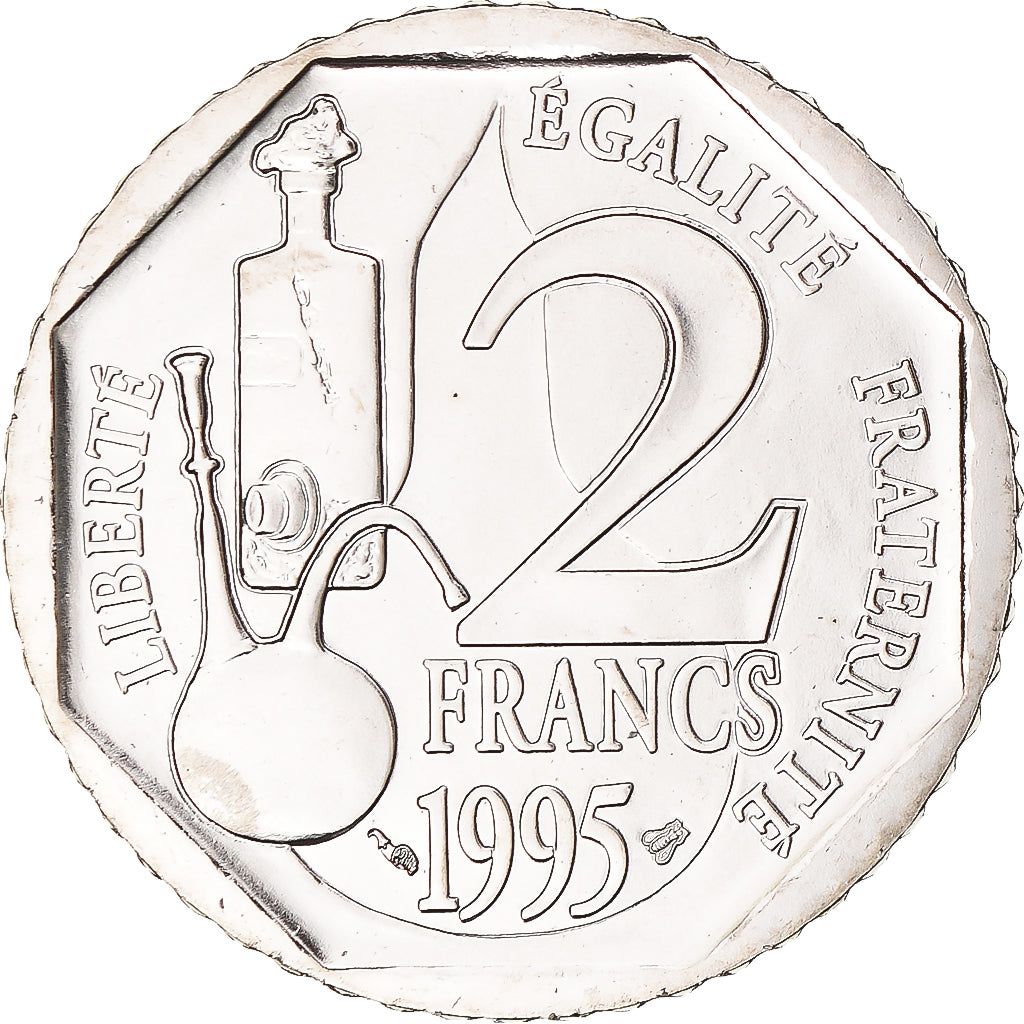 Moeda, França, Louis Pasteur, 2 Francs, 1995, Monnaie de Paris, ENSAIO