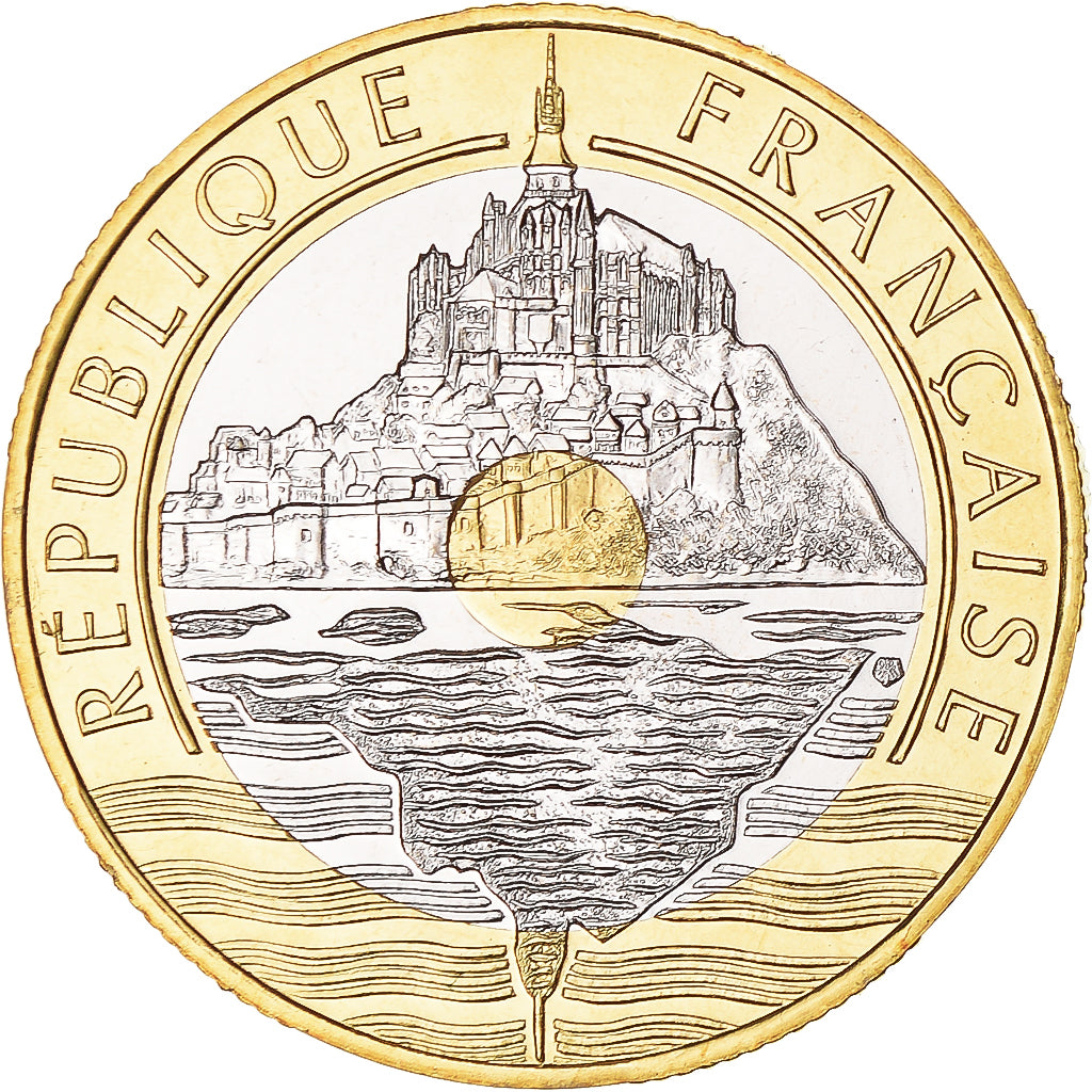 Moneta, Francja, Mont Saint Michel, 20 Francs, 1992, Monnaie de Paris, PRÓBA