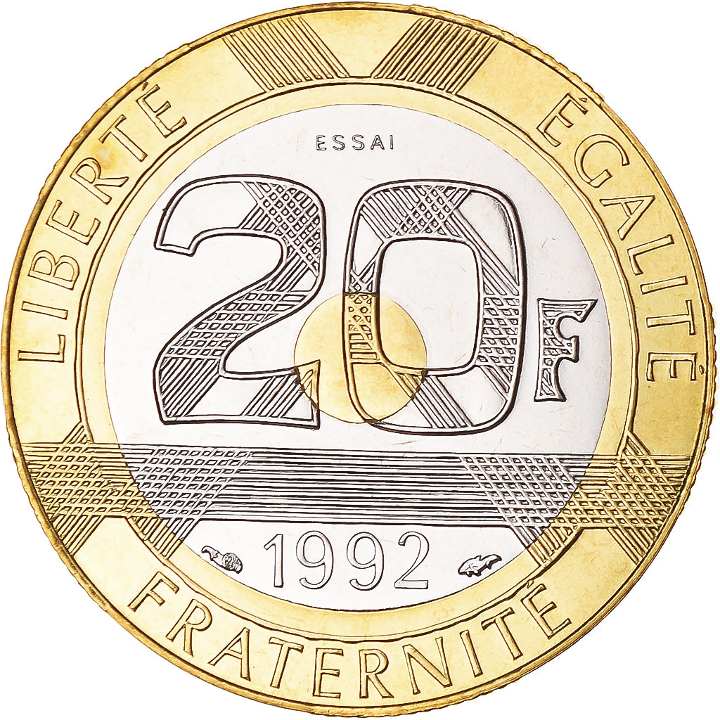 Moneta, Francja, Mont Saint Michel, 20 Francs, 1992, Monnaie de Paris, PRÓBA