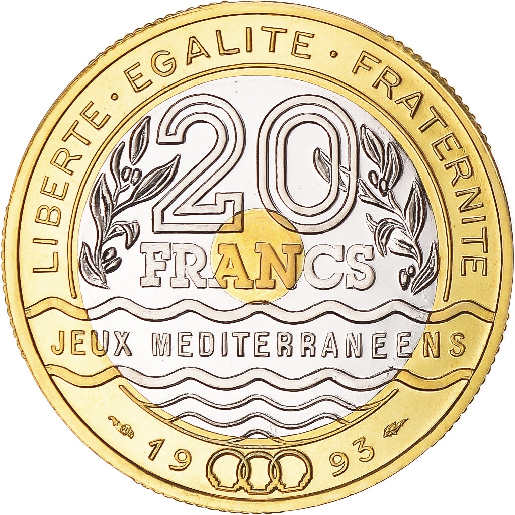 Moneta, Francja, Jeux Méditerranéens, 20 Francs, 1993, Monnaie de Paris
